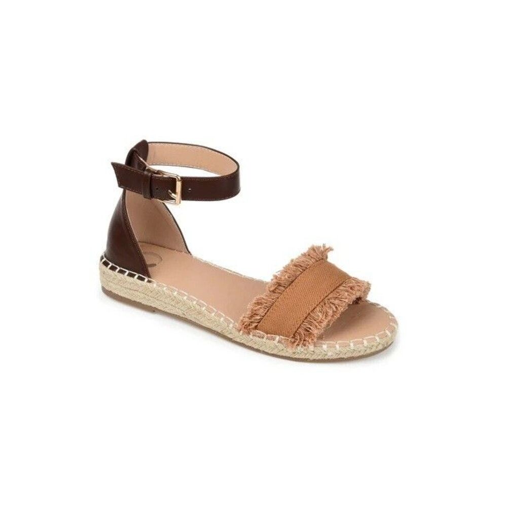 Journee Collection Womens 10 M Brown Tristeen Fringe Flat Sandals NIB PO0